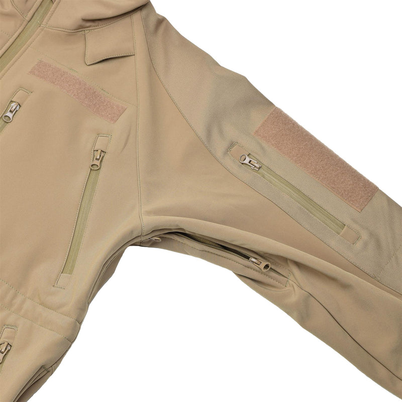 Chaqueta de senderismo a prueba de viento de Mil-tec cáscara de tormenta suave zips de vellón de vellón coyote