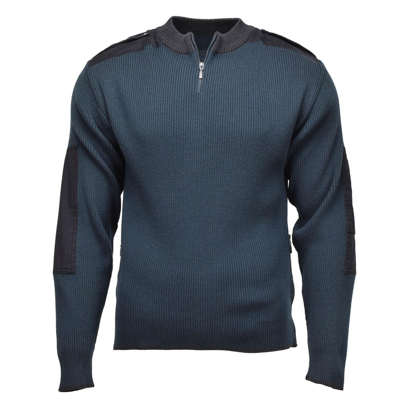 Genuine Dutch Military surplus Troyer pullover warm quarter zip blue sweater