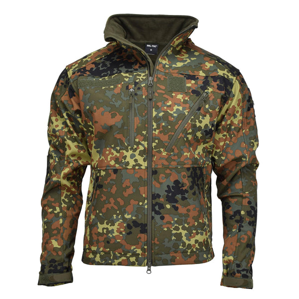 Veste Softshell MIL-TEC SCU 14 camouflage flecktran allemand vêtements d'extérieur de randonnée