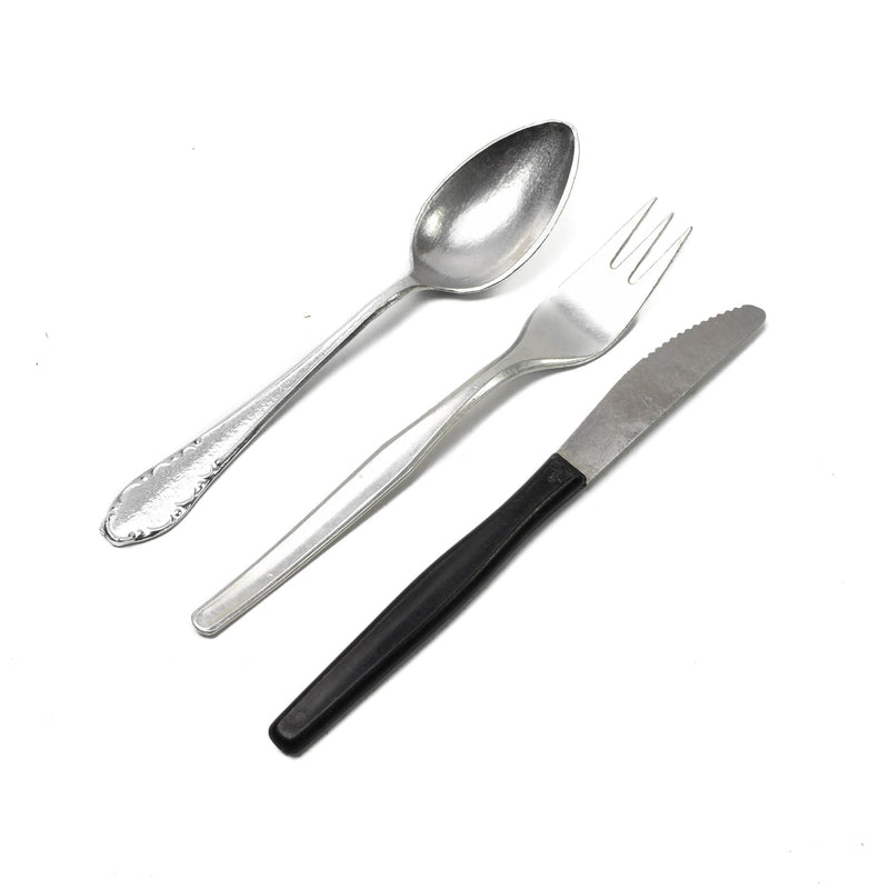Genuine Czech army 3 pieces aluminum cutlery set white bag military surplus