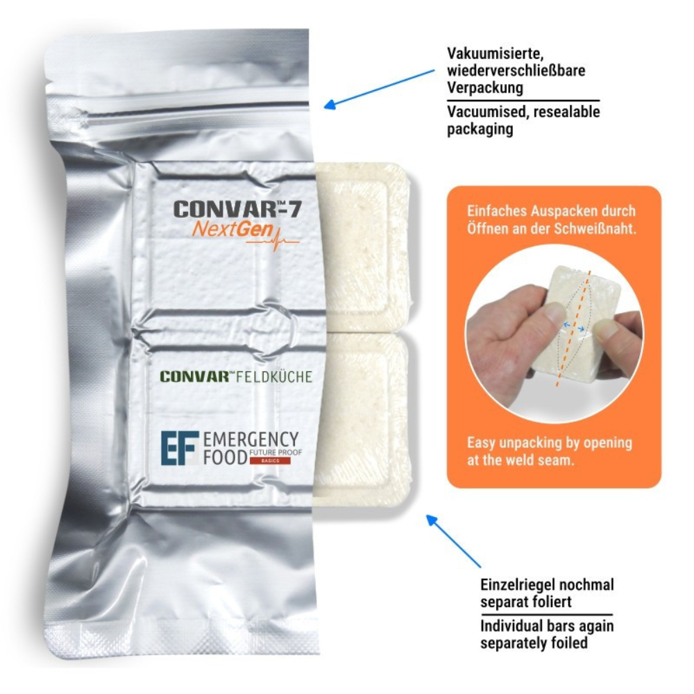 CONVAR Feldküche Energy Protein Bar Grado militar Vida útil de 10 años 120 g