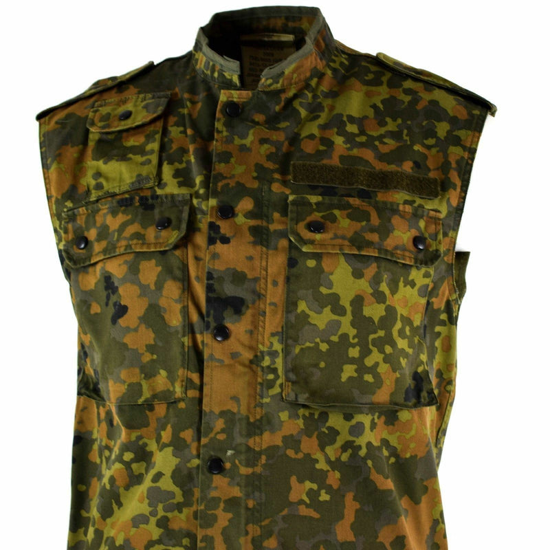 Original GERMAN ARMY VEST ZIPPED flecktarn camo tactical combat BW Army issue