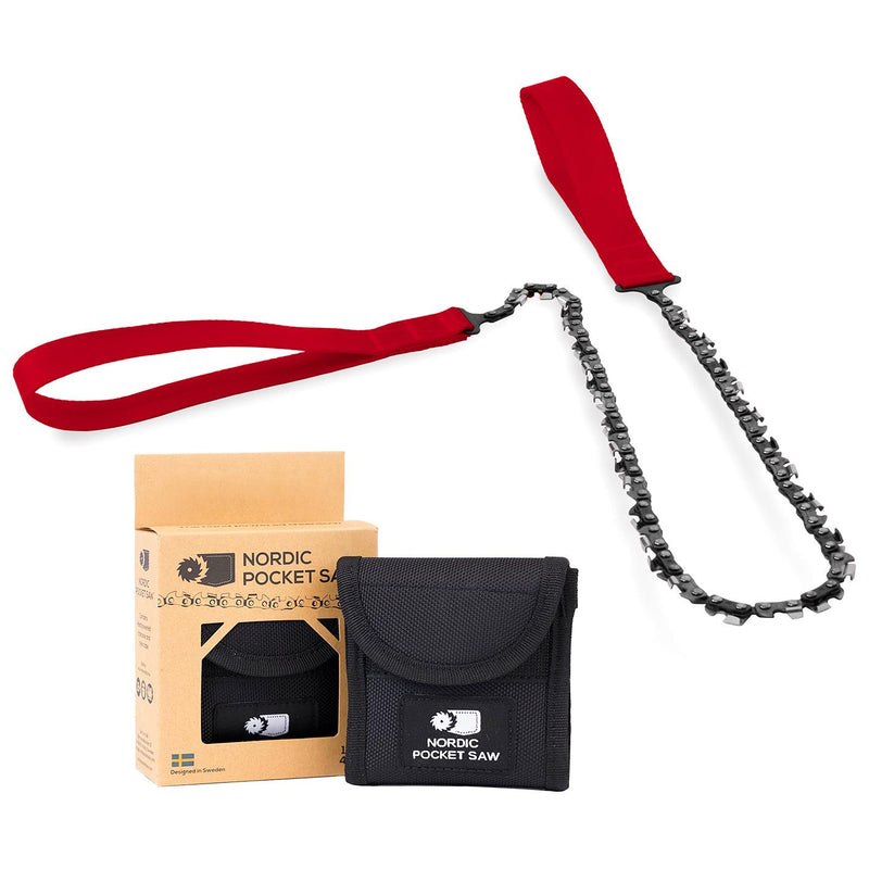 SCIE DE POCHE NORDIQUE Tronçonneuse à main compacte et portable pour camping d'urgence avec poignées rouges