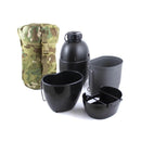 BCB Multi-Fuel Cooking System with aluminum stove, canteen, cooking cup, drinking mug, and multicam pouch for camping