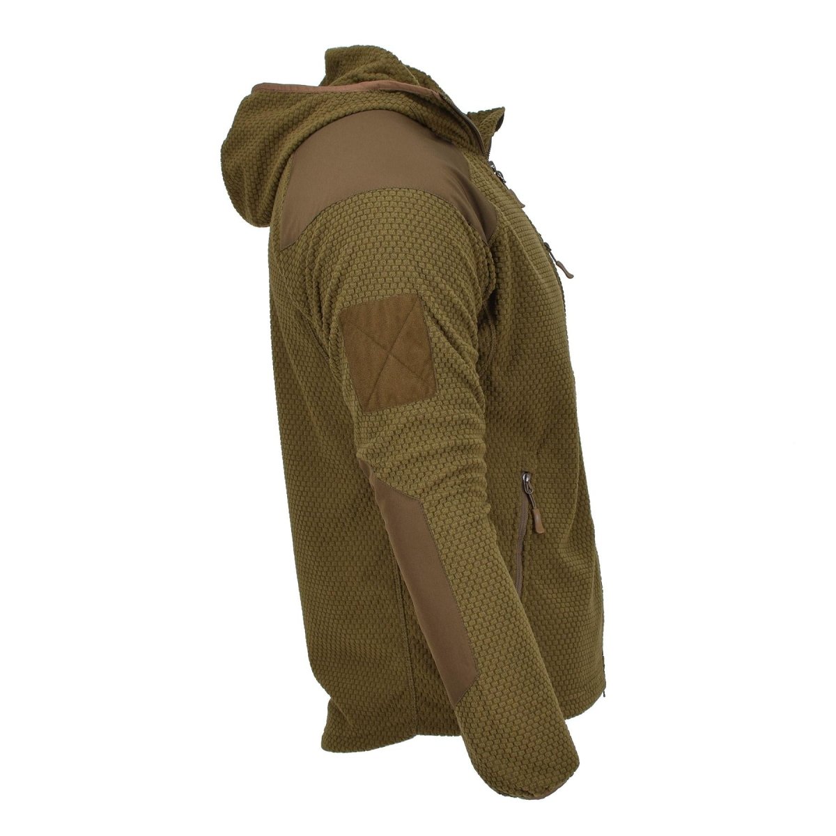 Blohl Brand Militaire stijl jas met capuchon, thermisch fleece versterkte coyote NIEUW
