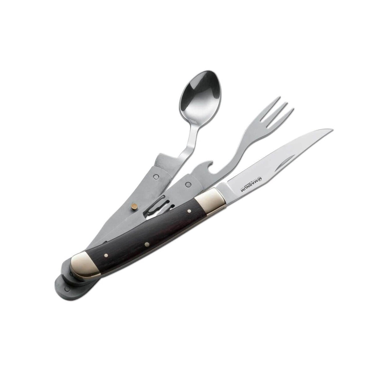 Boker bon eetlust pocket bestek set mes lepel vork 440a staal houten handgreep