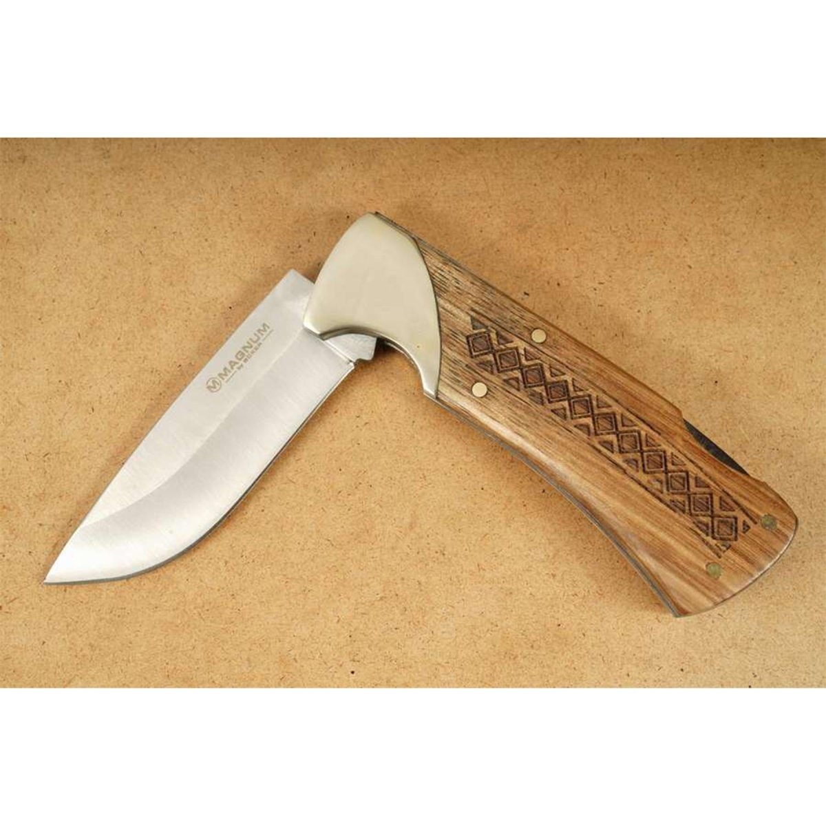 Boker Brand navaja de bolsillo plegable Woodcraft acero inoxidable 440A mango de madera
