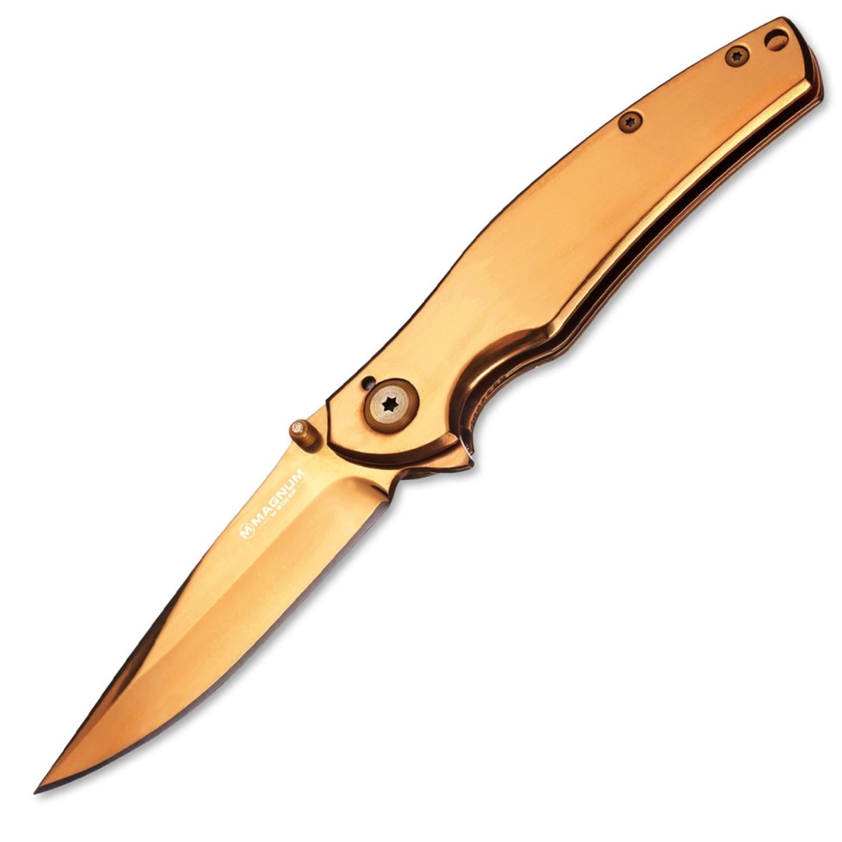 Boker Gold navaja plegable con dedo acero inoxidable anodizado 440A linerlock
