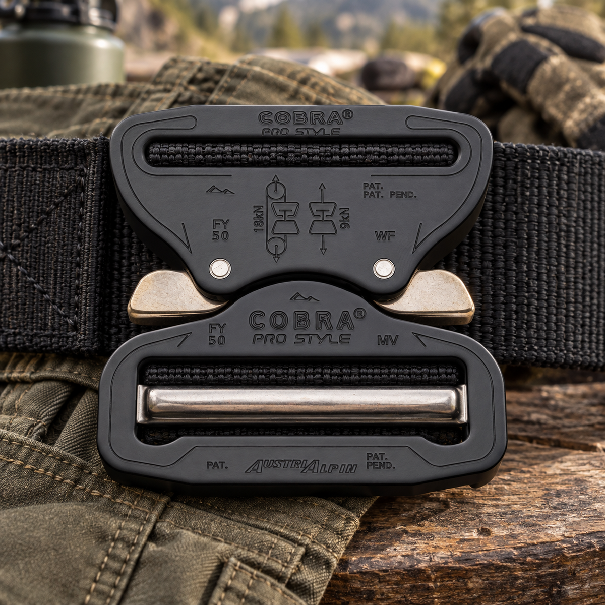 AustriAlpin Cobra Pro Style 50 mm Schnallengürtel XL Trigger Release Tabs Schwarz