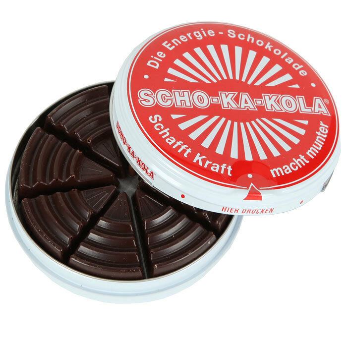 Energía alemana de chocolate negro Scho-ka-kola cafeína y nuez de cola 100 g de estaño