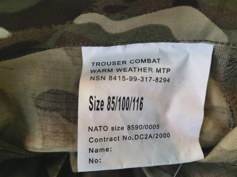 Pantaloni dell'esercito britannico genuino Combattimento militare MTP Cargo Temperati Nuovi
