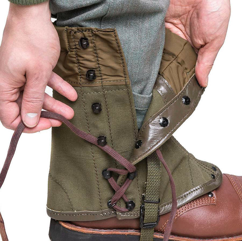 Guêtres de randonnée authentiques de l'armée italienne en toile OD olive surplus militaire M70 combat