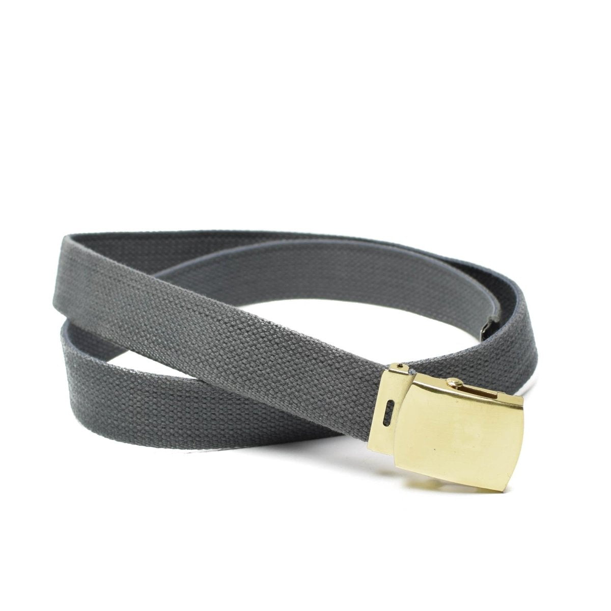 Canvas army military casual grey belt with gold buckle unisex military surplus