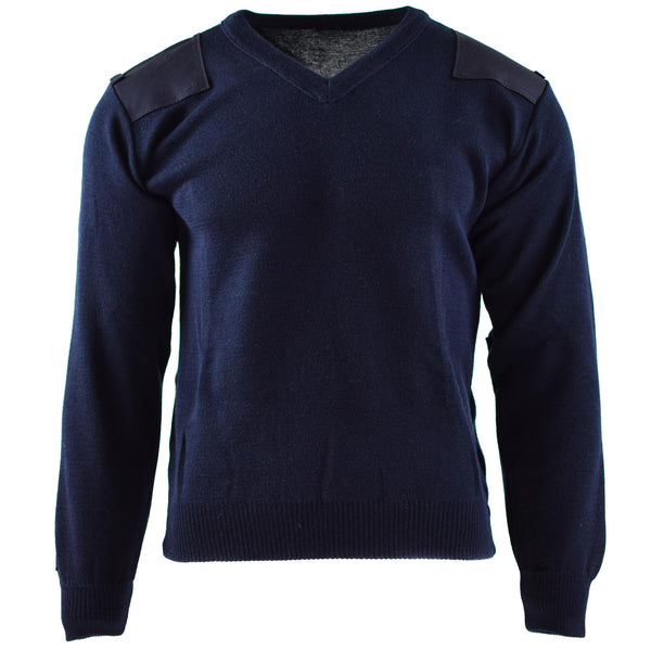 Genuino maglione dell'esercito olandese blu jumper pullover militare per il collo rotondo del collo