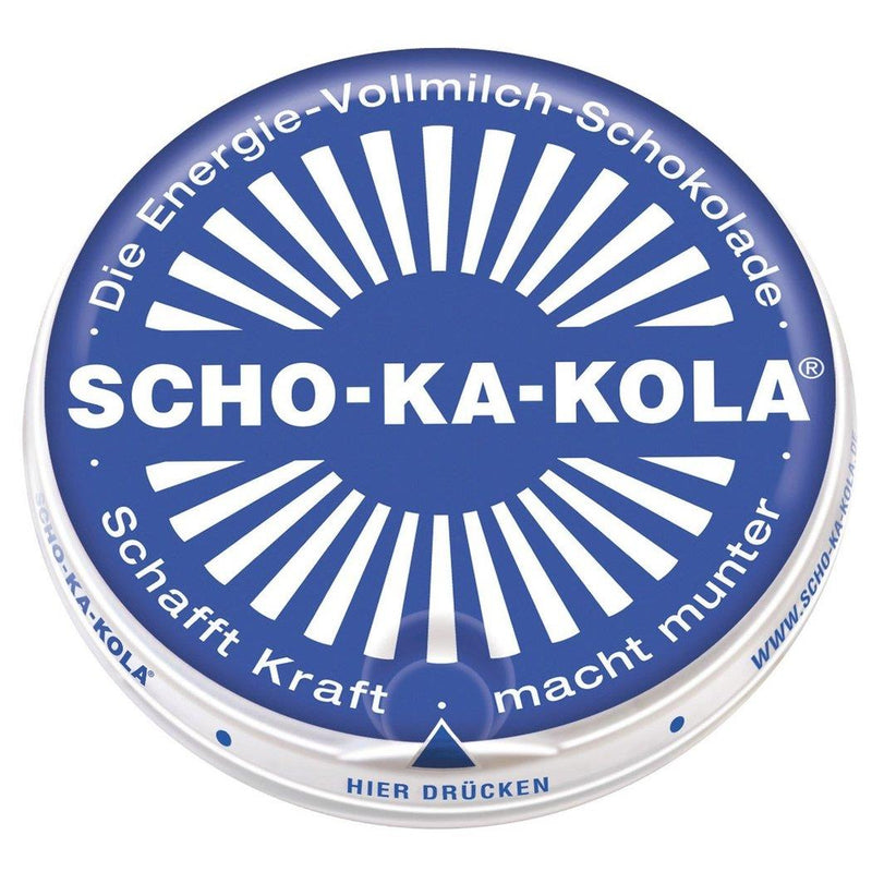 Energía alemana chocolate chocolate escolar con leche integral 100 g de estaño azul