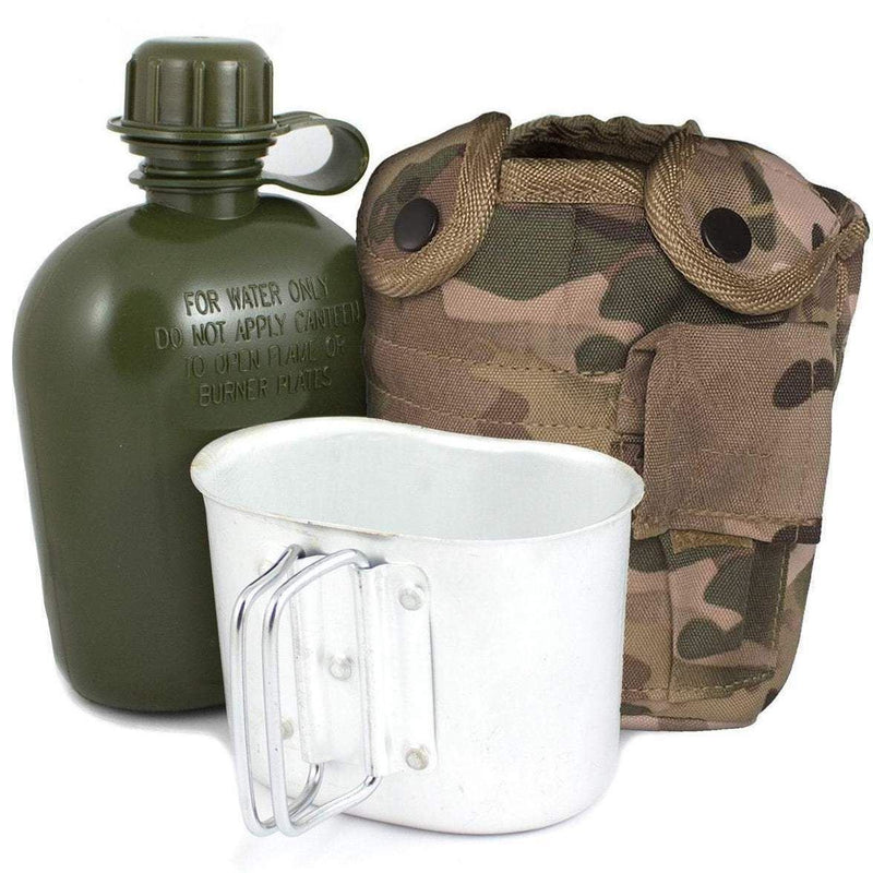 U.S. Army style canteen M1 water bottle with cover cup & alice clips US military