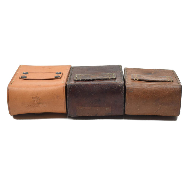 Original Swedish military hard leather belt pouch universal magazine bag vintage