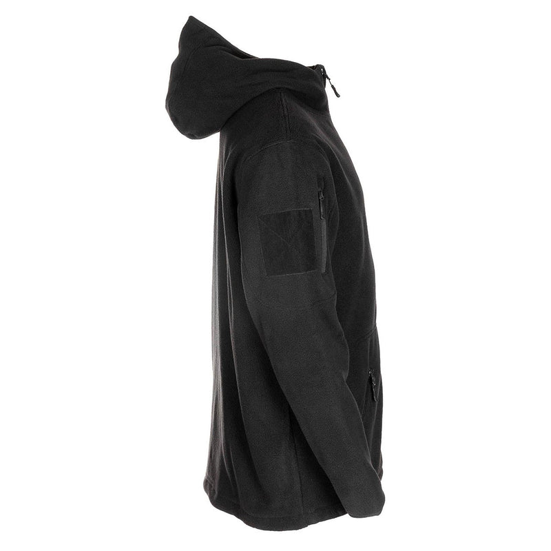 Veste polaire tactique militaire noire MFH à capuche thermique avec ourlet élastiqué NEUF