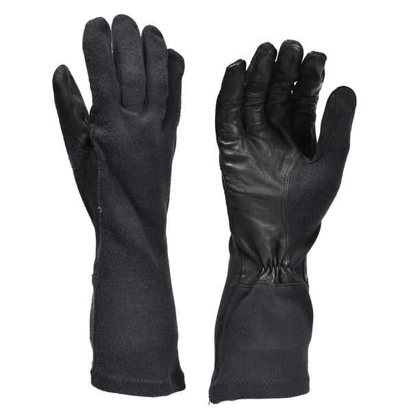 Gants longs d'origine de l'armée allemande en aramide noir résistant à la chaleur, surplus tactique