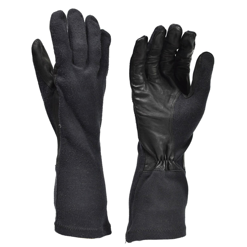 Original Germany army long gloves black aramid heat resistant tactical surplus