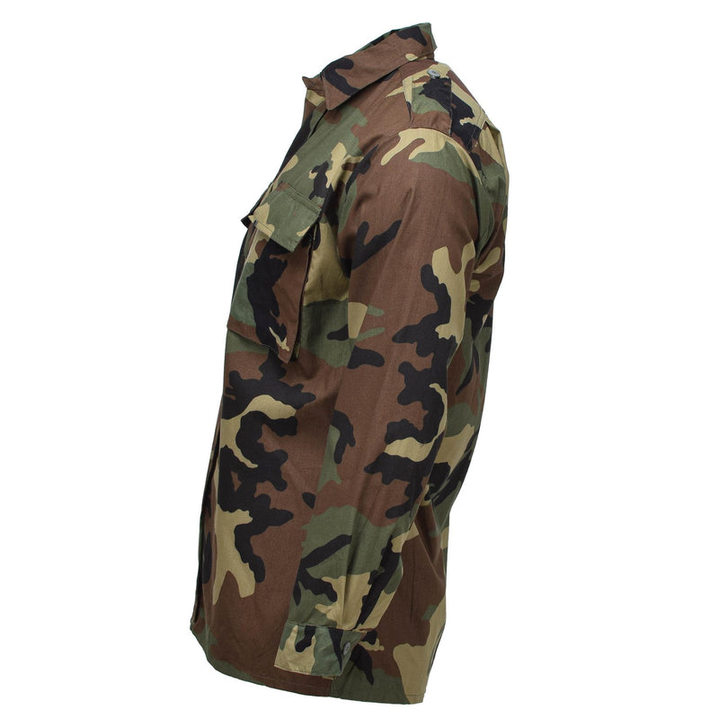 Camisa de número militar croata original Cotton Bdu Woodland Camo Ejército Exclamación Nuevo