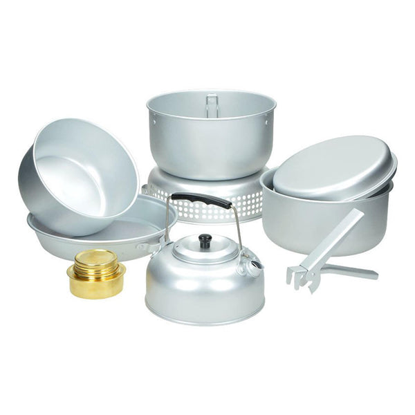 Juego de estufa de campamento Mil-tec kit de cocina al aire libre quemador de alcohol sartén de aluminio