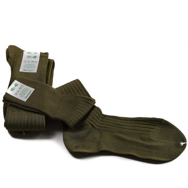 Echt Italiaans leger lange sokken katoenen knielengte dun lichtgewicht kaki nieuw