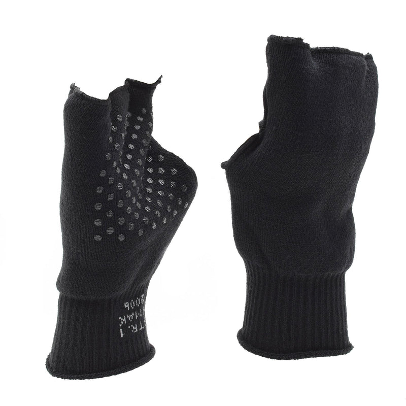 Original Danish military black gloves warmer fingerless non-slip palm army NEW