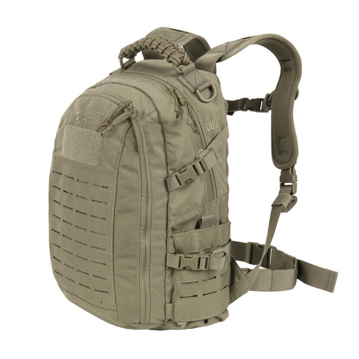 Zaino tattico Direct Action Dust 20L in verde adattivo con MOLLE tagliato al laser, spallacci imbottiti e resistente tessuto Cordura 500D