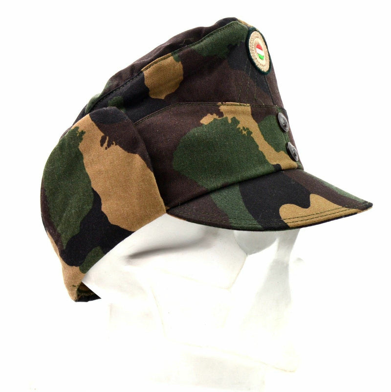 Genuine Hungarian camo army winter cap military field hat with color badge NEW