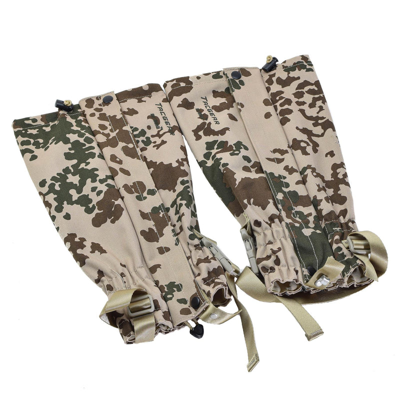 Tacgear Gaiters de pierna impermeable alemán BW Tropical Camo Metal Hooks Nuevo