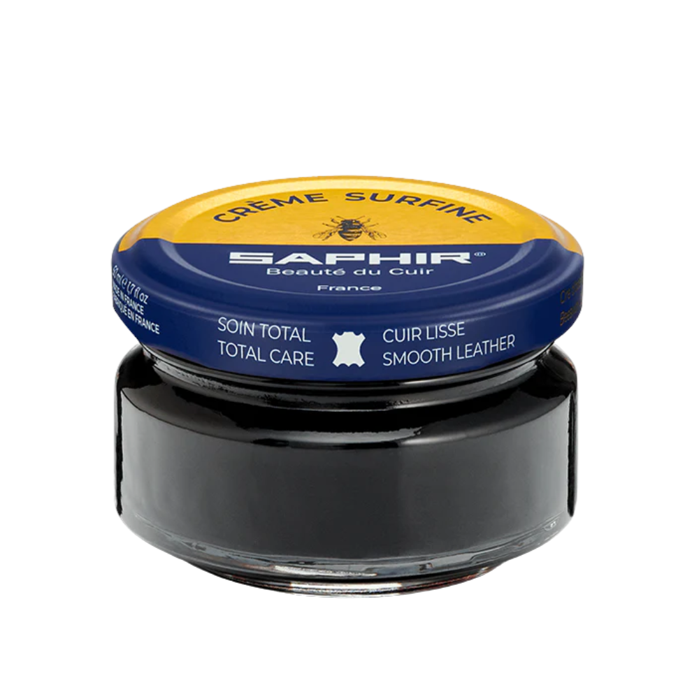 Saphir Crème Surfine Cirage Chaussures Cuir 50 ml Soin Cire D'abeille Noir