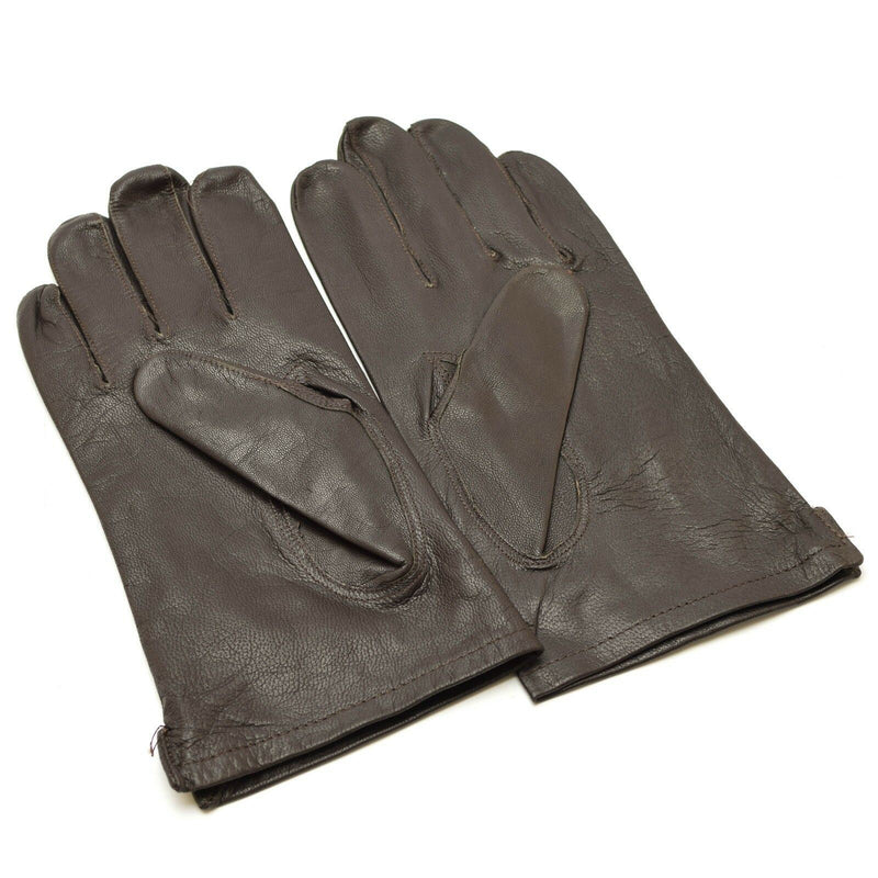 Gants militaires belges authentiques en cuir noir marron, surplus militaire à doigts complets