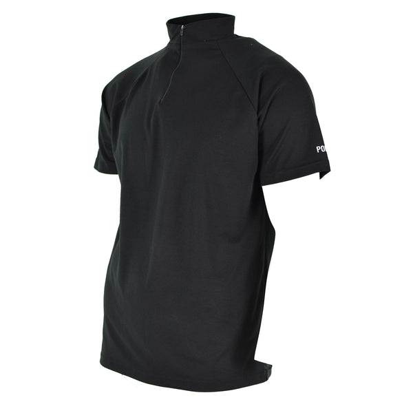 Echte Britse politie T-shirt Zwart Ademend functioneel Zip Guard-shirt vooraan