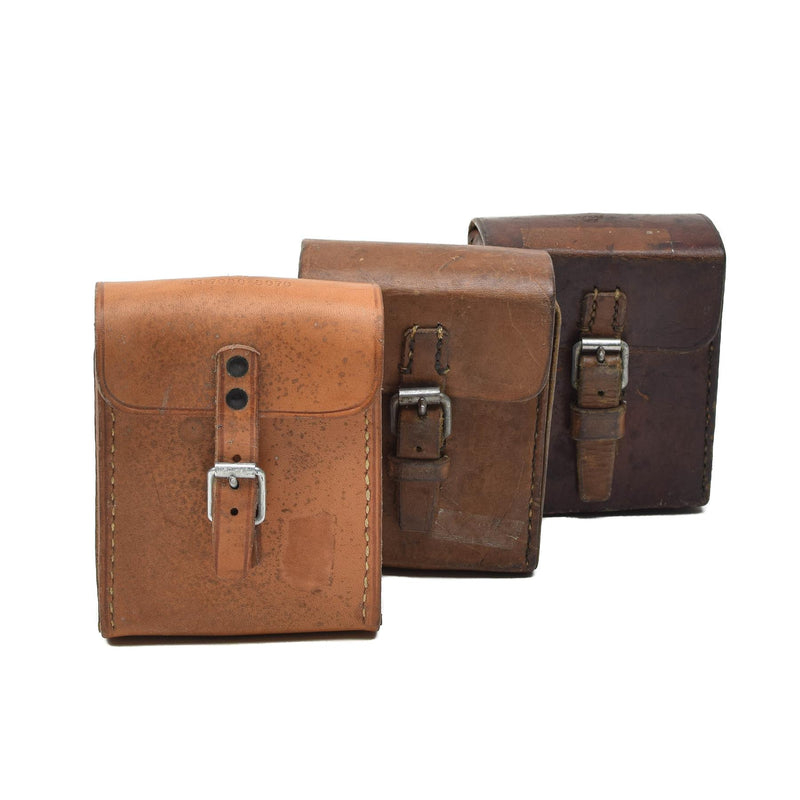 Original Swedish military hard leather belt pouch universal magazine bag vintage