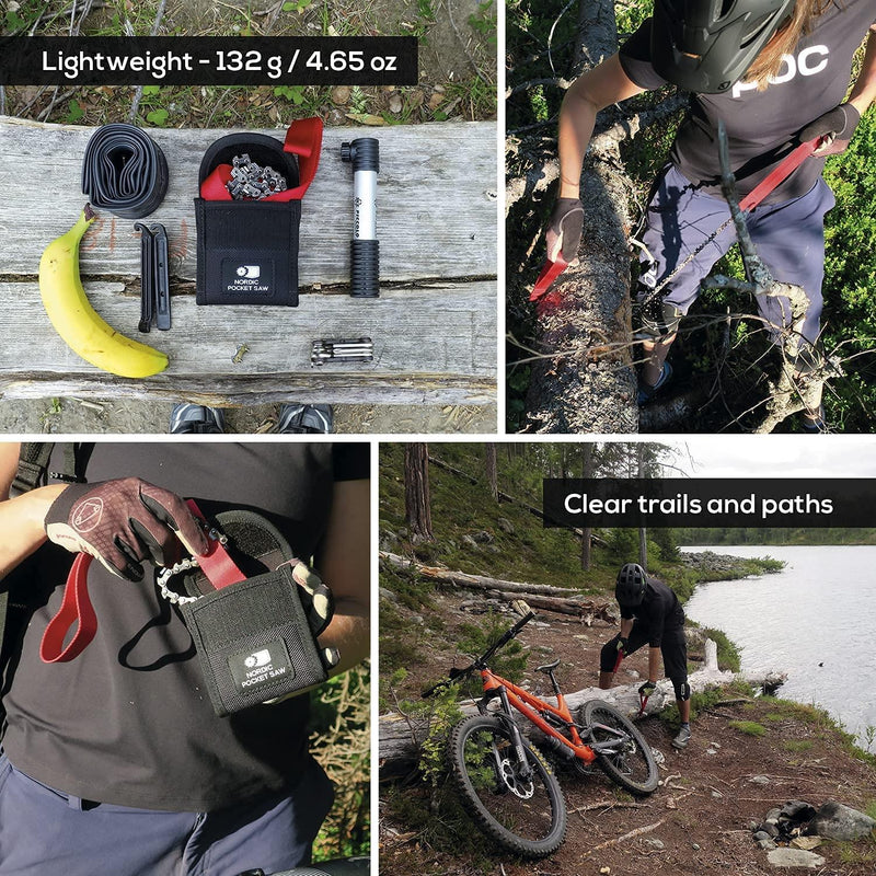 SCIE DE POCHE NORDIQUE Tronçonneuse à main compacte et portable pour camping d'urgence avec poignées rouges