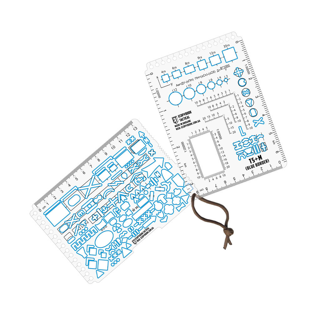 Ecopybook Tactical TS+M A6 NATO Map Ruler Set Polímero Flexible Borde Azul
