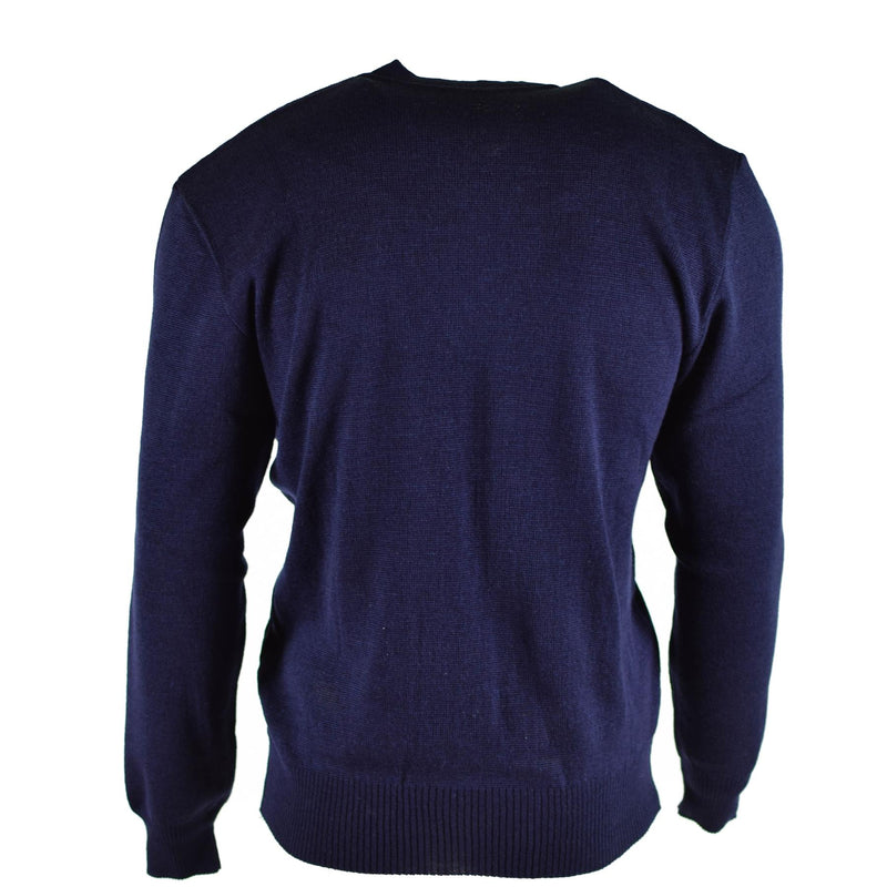 Stretta maglione dell'esercito ceco originale Blue lana blu in surplus militare del scollo a V Nuovo