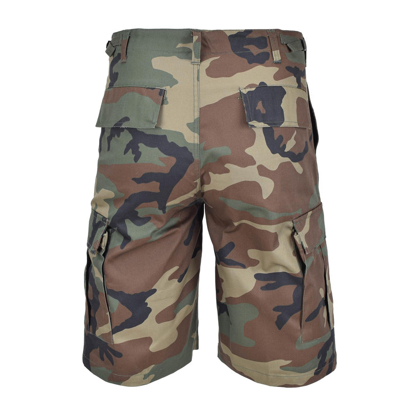 Mil-Tec Brand Military Style Woodland camouflage bermuda cargo BDU army shorts