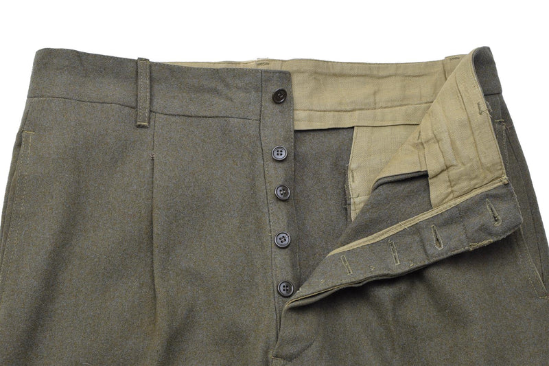 Original Italian army wool uniform olive pants dress formal vintage trousers
