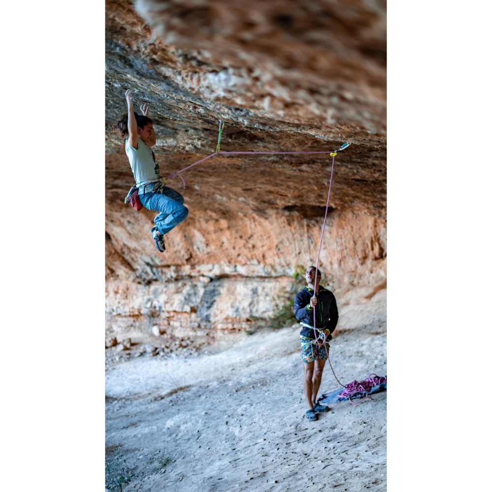 Edelrid Ohmega Asistente de frenado de escalada con polea 8,6–10,5 mm Cuerda Oasis