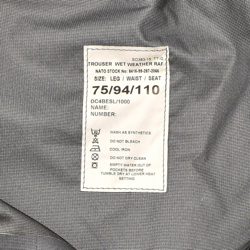 Original British Royal Air Force trousers waterproof blue RAF wet weather pants