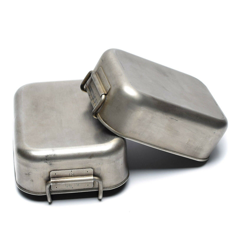 Original Dutch Military stainless steel 2pcs mess tins mess kit Cooker Military Bushcraft
