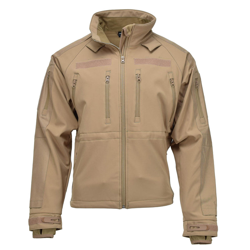 Chaqueta de senderismo a prueba de viento de Mil-tec cáscara de tormenta suave zips de vellón de vellón coyote