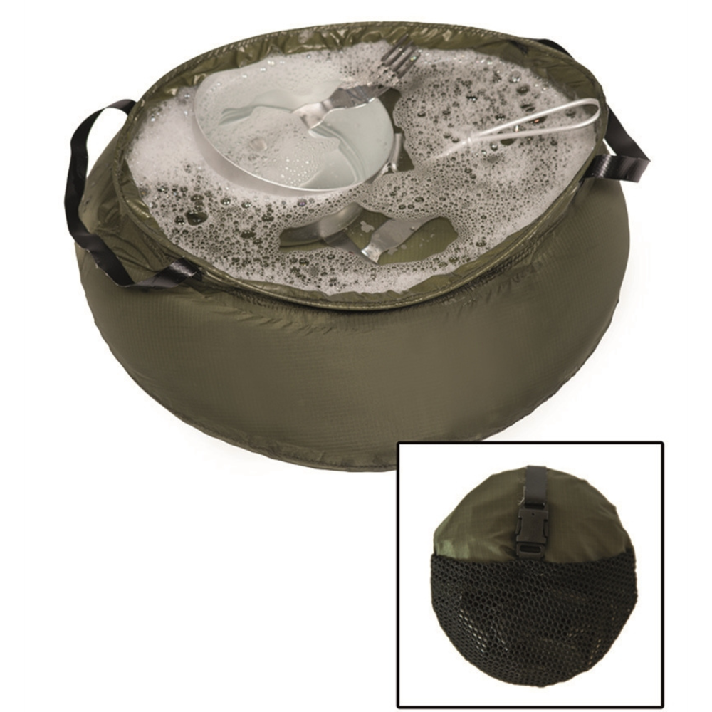 Mil-Tec Bol pliable en nylon 10 L OD Vert Lavabo de camping pliable