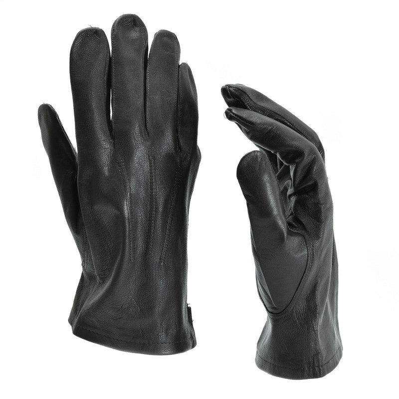 Gants militaires belges authentiques en cuir noir marron, surplus militaire à doigts complets