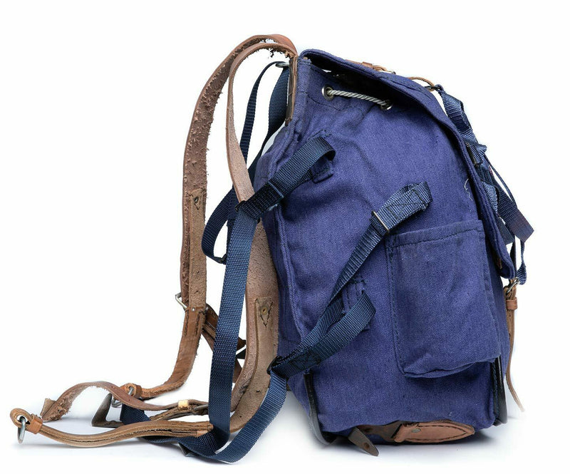 Genuino ejército rumano Rucksack Excedente militar de lienzo azul Haversack Bag NUEVO