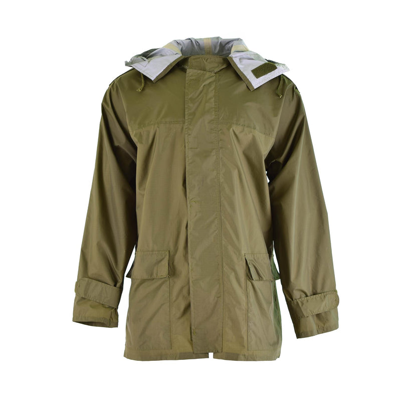 Genuino ejército danés O.D Chaqueta de clima húmedo Impleve de lluvia con capucha Dinamarca Dinamarca