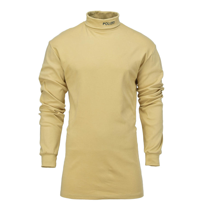 Authentique chemise de police militaire allemande légère à col roulé sable NEUF