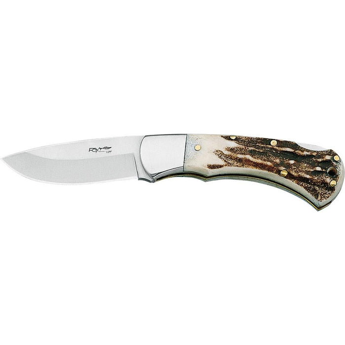 Nóż Fox Knives marki Włochy Silver Line z rękojeścią ze stali nierdzewnej z rogu jelenia - GoMilitar